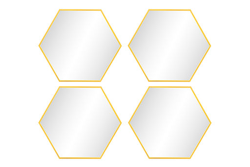 Набор из 4-х интерьерных зеркал 23*23*1,2 см "Соты" с подвесом. пластик
