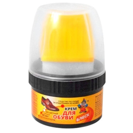Крем для обуви 60мл банка с аппликатором Двойной блеск д5см, h8,5см, бесцветный (Россия)