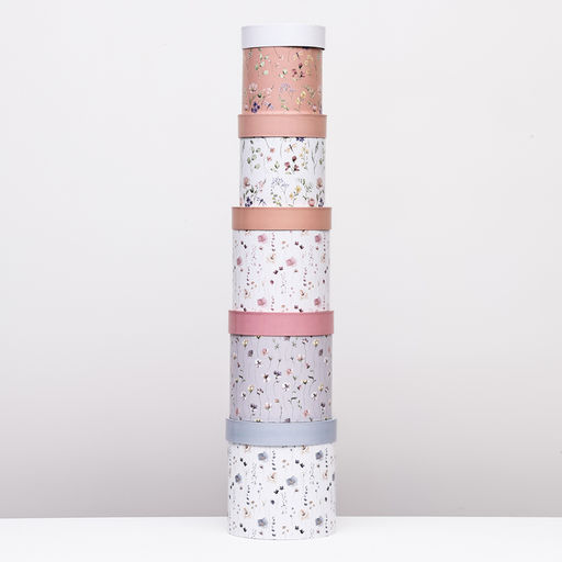 Набор круглых подарочных коробок 5 в 1 Мини - цветы, 20?20 - 14?14 см