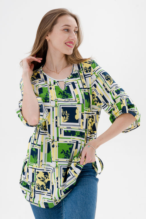Туника женская из кулирки Полина цитрусовый микс макси - Амадэль фото 8