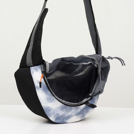 Сумка-переноска Слинг с креплением для ошейника, 45 х 11 х 24 см, бело-серая - Пижон фото 6