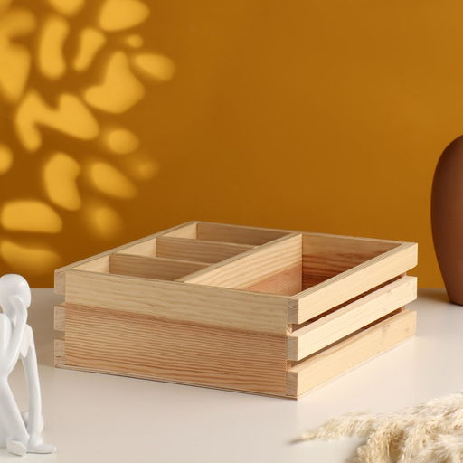 Подарочный ящик, 25×22×8.5 см, деревянный, 4 отсека