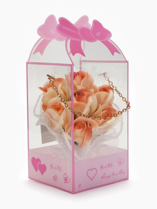 Набор из 6 нежных бело-розовых мыльных роз - SB BEAUTY фото 2