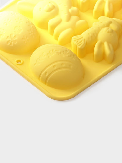 Форма для выпечки Доляна «Пасха», силикон, 7 ячеек, 18.5×14.5×2.5 см, жёлтая