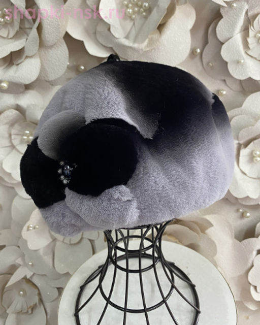 Волна мех.цветок кролик Берет женский (56-58)