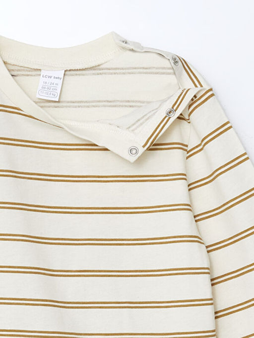 Bisiklet Yaka ?izgili Erkek Bebek Ti??rt