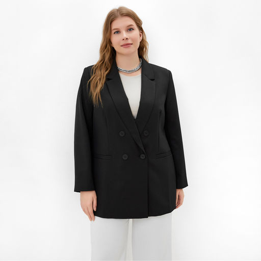 Пиджак женский двубортный MIST plus-size, размер 54, чёрный