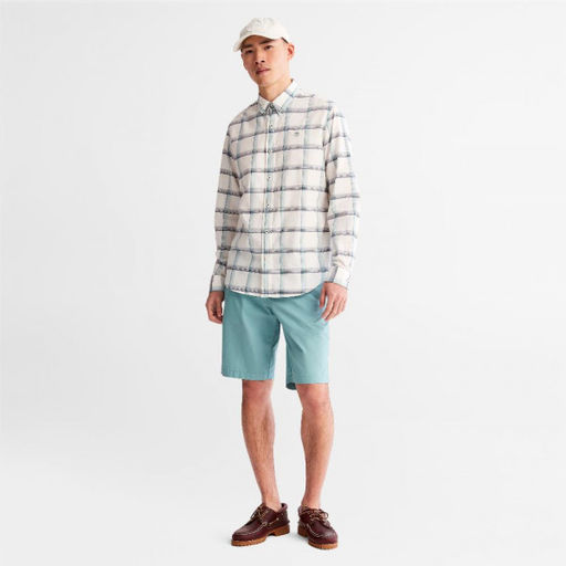 Мужская рубашка Timberland Shirt Eastham River Stretch Poplin Check Regular белая  фото 3