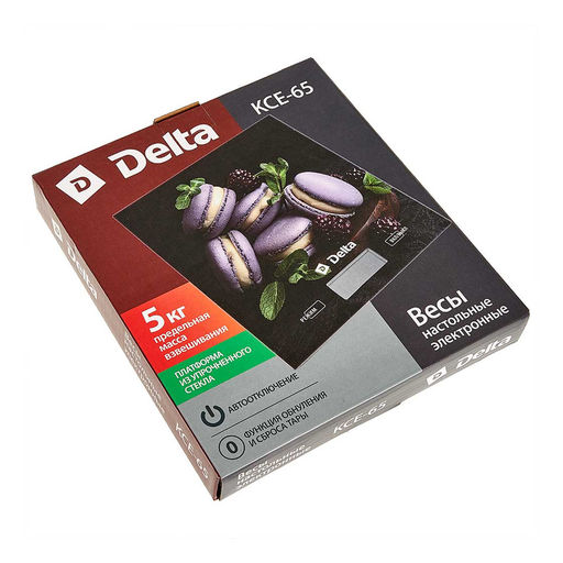 Весы кухонные электр. DELTA "Ягодные макарони" 5 кг. стекло, LCD-дисплей арт. КСЕ-65