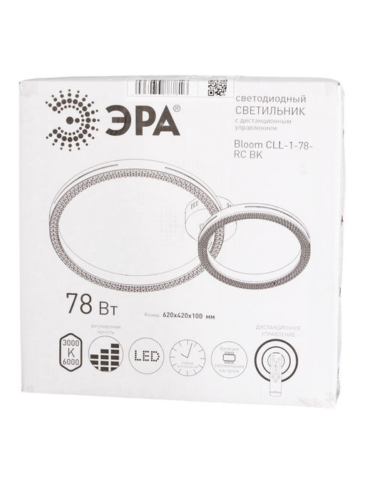 Светильник потолочный LED Bloom CLL-1-78-RC, 78 Вт, 3000-6000К, 62×42×10 см, с ПДУ, чёрный