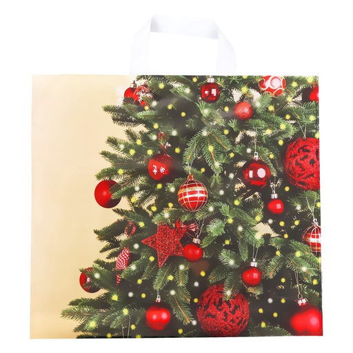 Цена за 50 шт. Пакет новогодний «Мерцание», полиэтиленовый с петлевой ручкой, 38×34 см, 70 мкм
