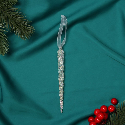 Цена за 3 шт. Ёлочная игрушка Зимнее волшебство. Сосулька, 14.51 см, прозрачный перелив  фото 4