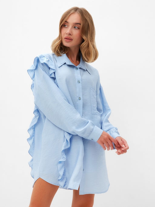 Костюм женский: блузка, шорты, MINAKU: Casual Collection, размер 44, голубой