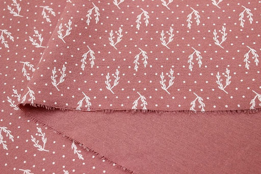 Теплый хлопок Набойка-веточки с горошком цв.св.кораллово-брусничный, ш.1.48м, хл-100%, 160гр/м.кв - Купава фото 5