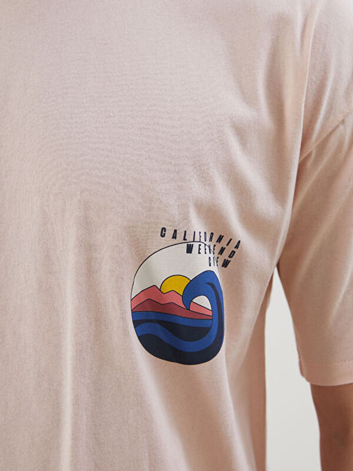 Bisiklet Yaka Bask?l? Penye Erkek Ti??rt