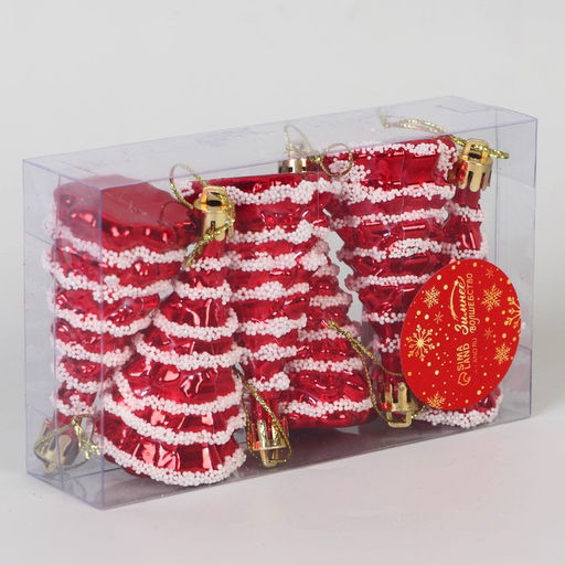 Ёлочные игрушки 6 шт. Ёлочка праздничная 3.57 см, красный - Зимнее волшебство фото 2