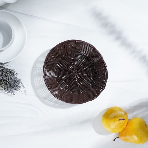 Корзинка для фруктов и хлеба Доляна «Шоко», 18×18×5.5 см, пластик, плетёная, коричневая