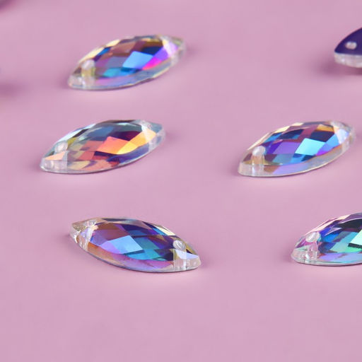 Стразы пришивные «Лепесток», лодочка, из органического стекла, с голографией, 7×15 мм, 50 шт.