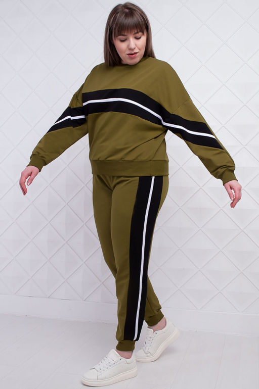 Арт. 2362 Костюм с брюками женский 50-58 (5 шт) Цвет:верх-зеленый кофе, низ-зеленый кофе - Калинка фото 2