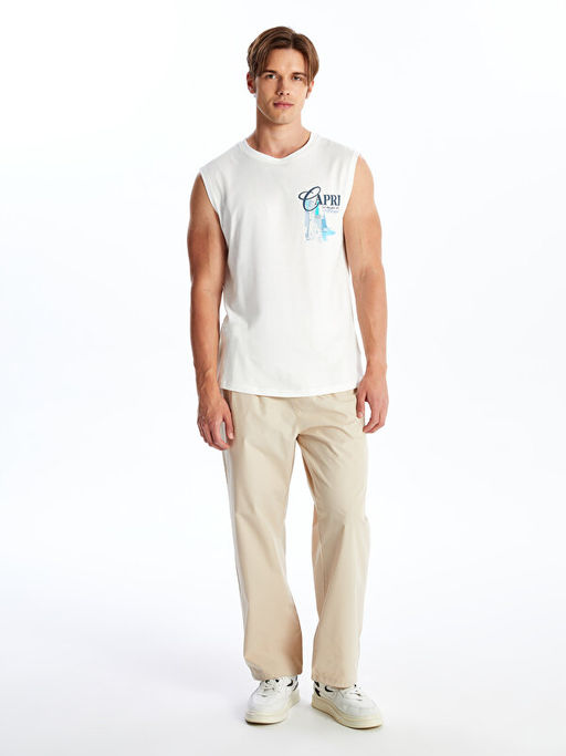 Bisiklet Yaka Bask?l? Erkek Kolsuz Ti??rt - Waikiki фото 3