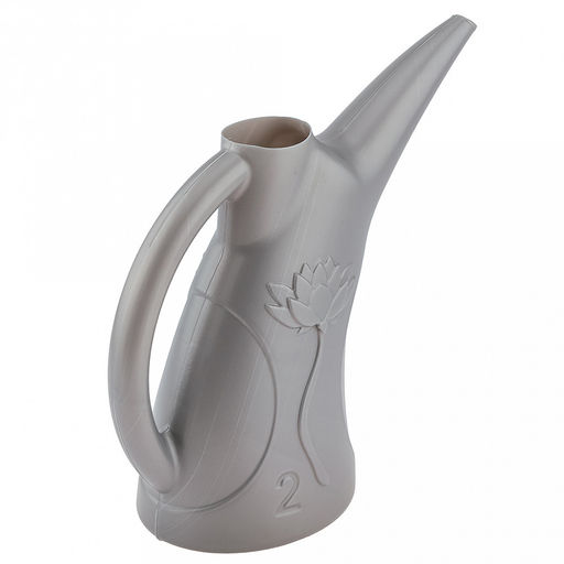 Лейка для комнатных растений пластмассовая 2л "Лотос", 27,5х11,5х29см, пищевой полиэтилен, серый (Россия)