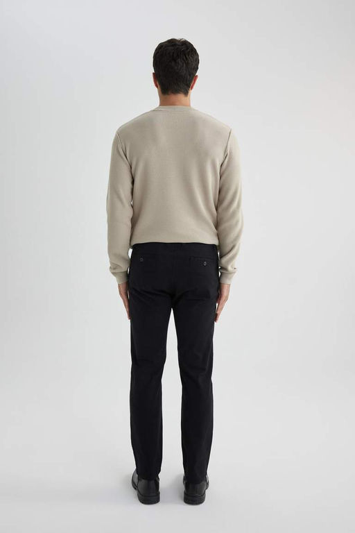 Брюки-чиносы прямого кроя из габардина с карманом на молнии и парусиновой тканью стандартного кроя - Defacto фото 10