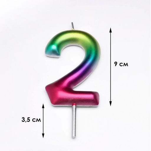 Цена за 3 шт. Свеча в торт «Цифра 2», 9 см