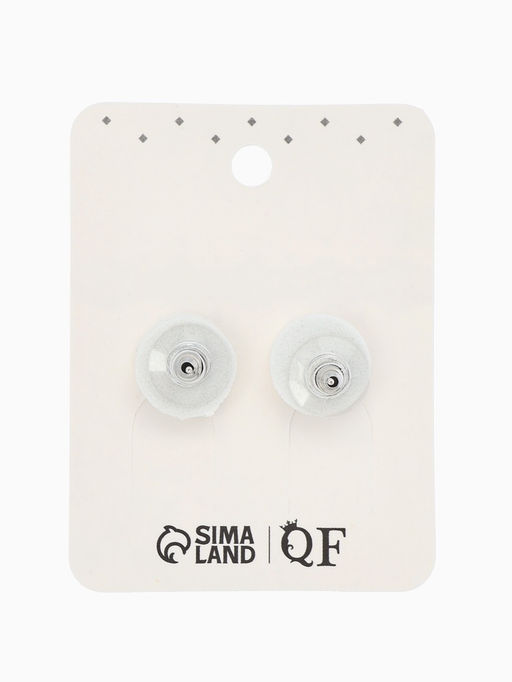 Цена за 2 шт. Серьги со стразами "Квадрат" 12*12мм, цвет белый в серебре