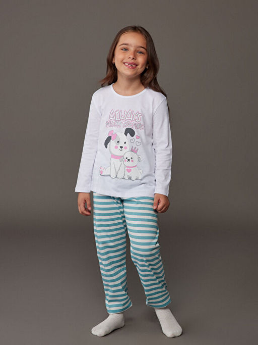 Bisiklet Yaka K?z ?ocuk Pijama Tak?m?