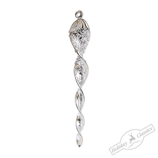 Сосулька "Серебряная спираль" малая (стекло) 2х2х18 см