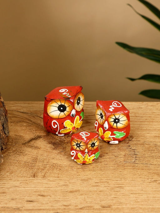 Набор сувенирный «Совята», h=4 см, h=3 см, h=2 см, дерево, коричневый