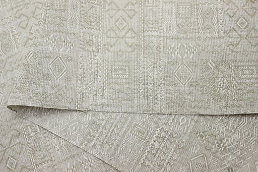 Полулен жаккард Египет цв.бежево-серый, ш.1.55м, лен-42%, хлопок-58%, 180гр/м.кв - Купава фото 6
