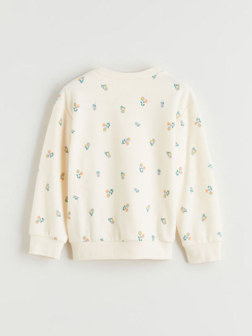 Bisiklet Yaka ?i?ekli K?z ?ocuk Sweatshirt