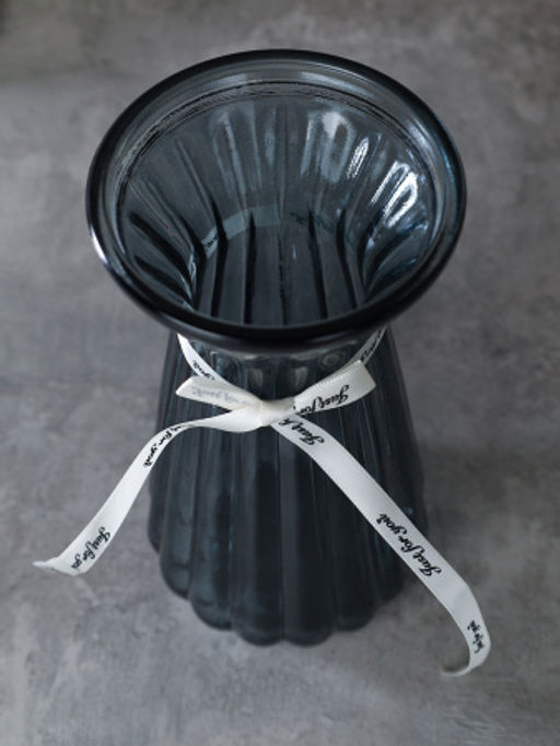 Ваза для цветов 22 см серая с лентой / WRD-147 /уп 30/ без индивидуальной упаковки - Галеонтрейд фото 3