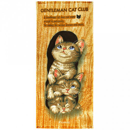 "Япония-2017" Полотенце махровое 34х78см, плотность 300гр/м2, 100% хлопок, "Котята", оранжевый, Bolangde (Китай)