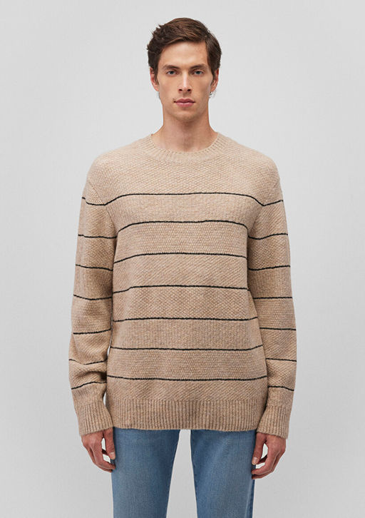 Cizgili Bej Kazak - Mavi фото 3