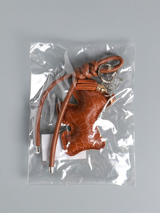 Брелок для ключей на карабине кожзам «Терьер», с узлом, шоколад, на сумку, рюкзак, 14×8×1.2 см