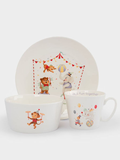 Набор посуды, детский, 1 перс, 3 пр, фарфор N, белый, Животные в цирке, Circus - Anna lafarg фото 13