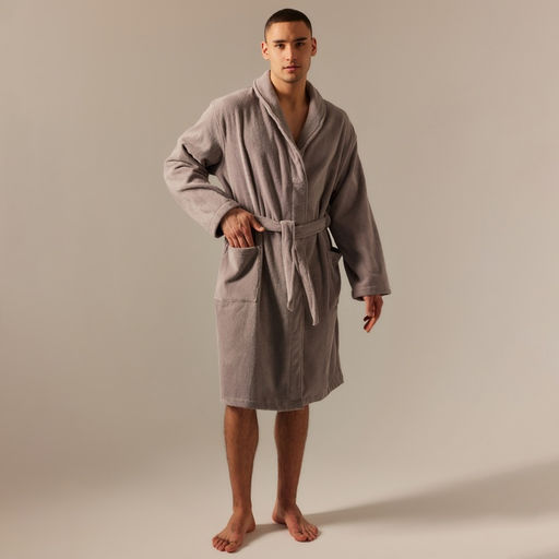 Халат махровый мужской SL HOME: Basic «Софт Мист», размер M, хлопок 100%, серый