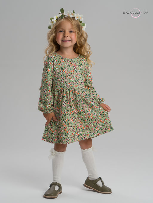 Платье Моана цветочки на хаки - Sovalina фото 4
