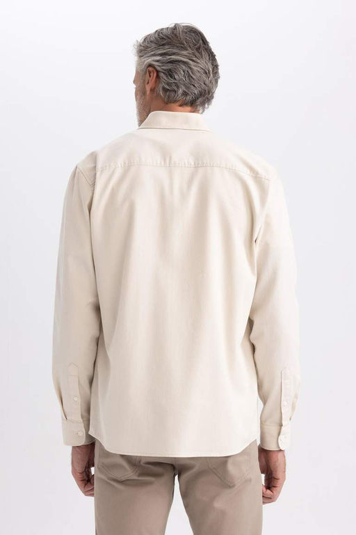 Рубашка из габардина обычного кроя с длинными рукавами - Defacto фото 9