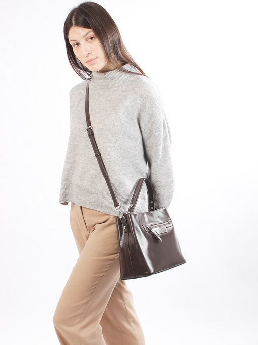 LACCOMA сумка Y2316-3-темно коричневый натуральная кожа полиэстер  фото 4