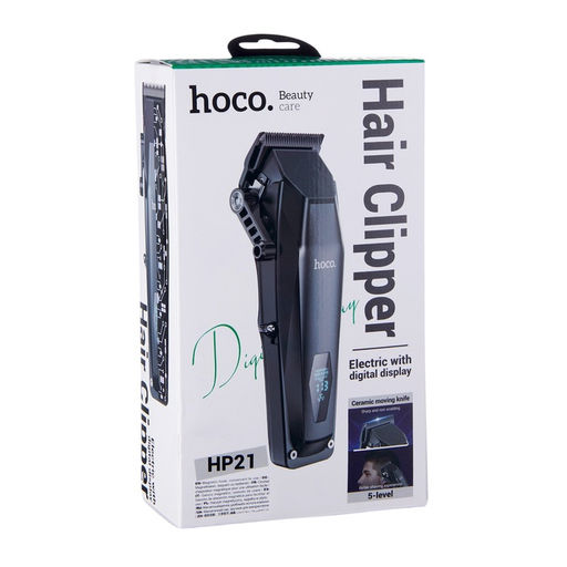 Машинка для стрижки Hoco HP21, 4 насадки, 3/6/9/12 мм, от АКБ, чёрная