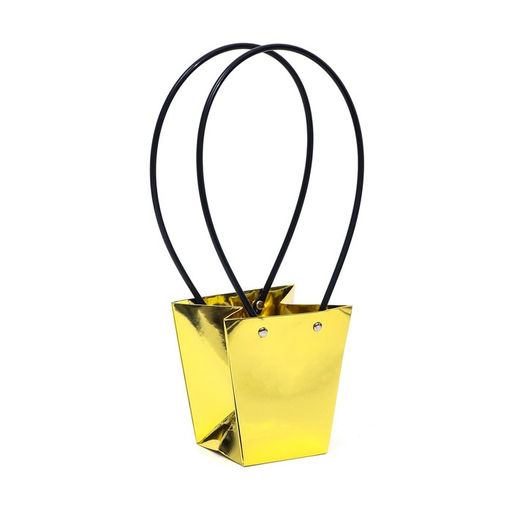 Цена за 10 шт. Сумка для цветов Золото, влагостойкая, 12 x 12 - 8 x 8 - 12,5 см - UPAK LAND фото 2