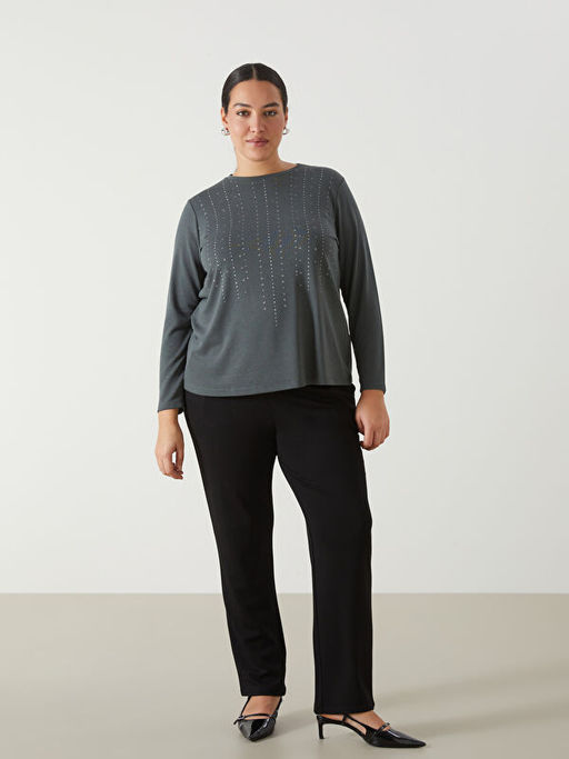 Bisiklet Yaka Desenli Kad?n Bluz