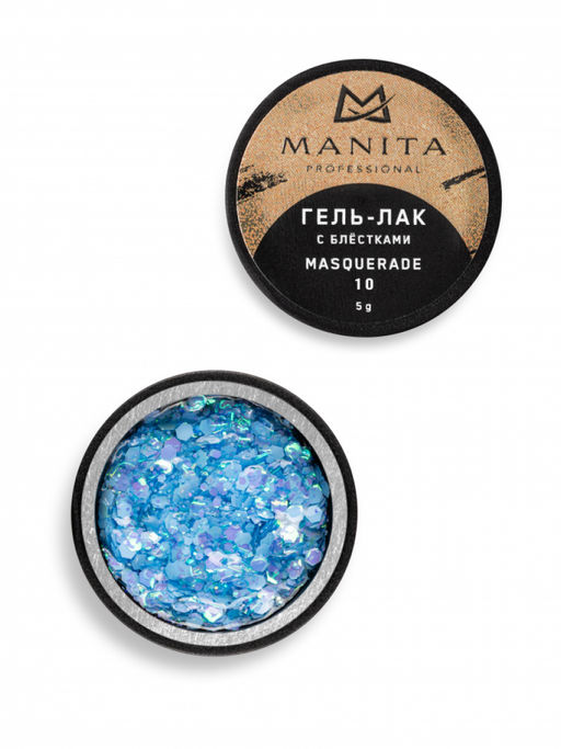 Manita Professional Гель-лак для ногтей с блёстками / Masquerade №10, 5 г