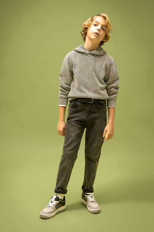 Трикотажной свитер с капюшоном для мальчика - Defacto фото 2