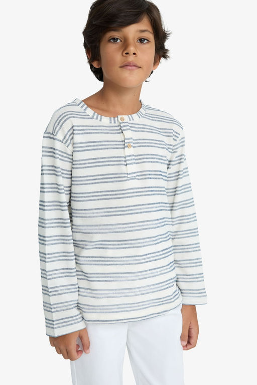 Bisiklet Yaka _izgili Sweatshirt Erkek _ocuk - Defacto фото 3