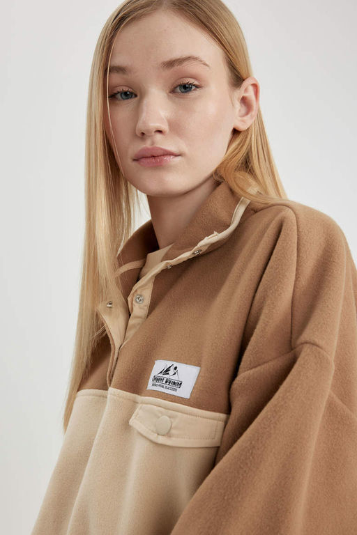 Флисовый свитшот свободного кроя Cool - Defacto фото 4