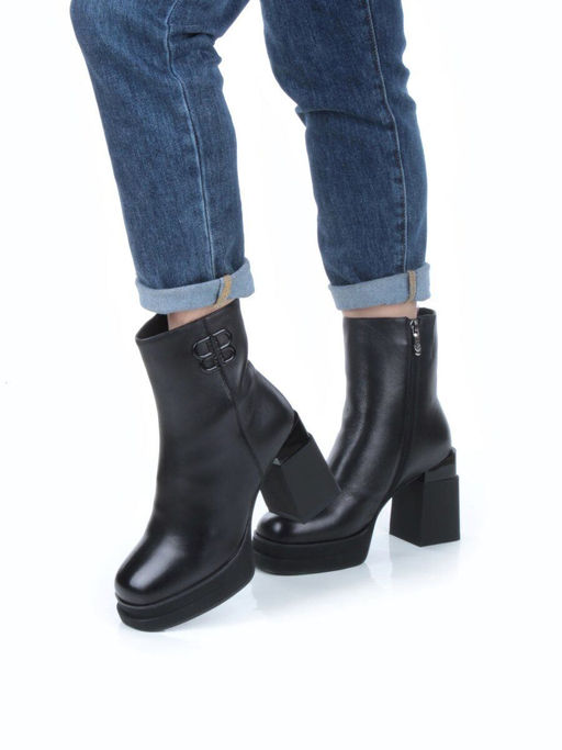 04-M3-H271 BLACK Ботильоны зимние женские (натуральная кожа, натуральный мех) - Фабричный китай фото 2